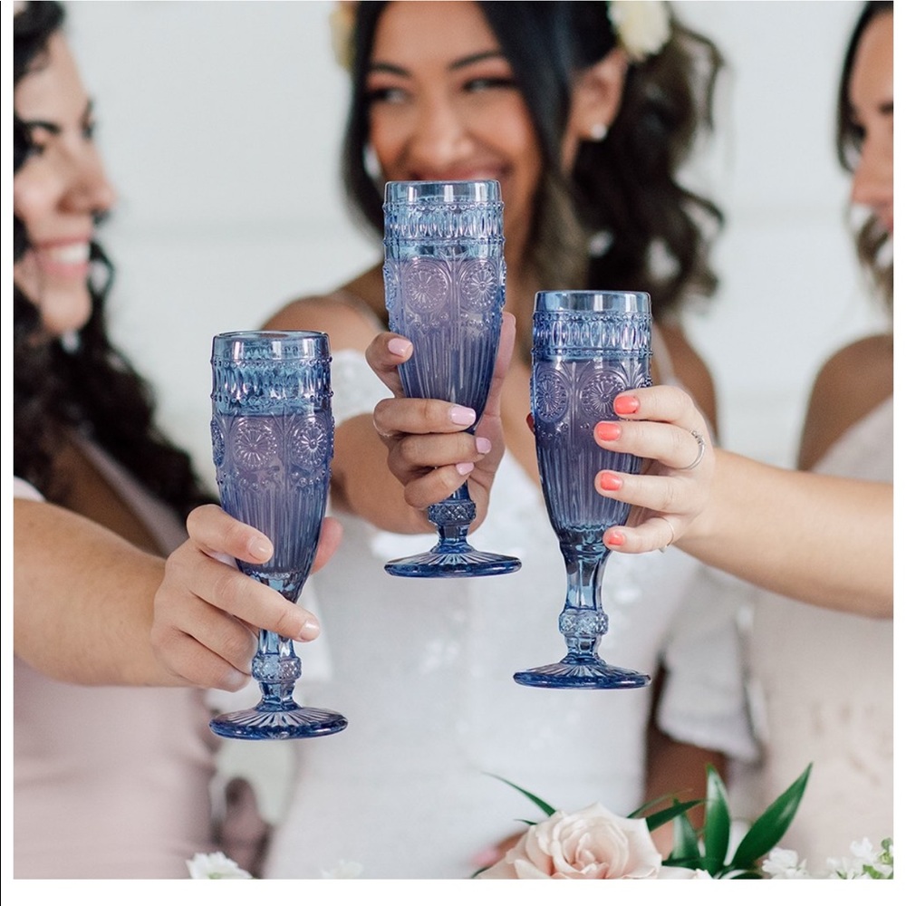 🥂New! Set of 2 Blue Champagne Flutes - Picture 4 of 9